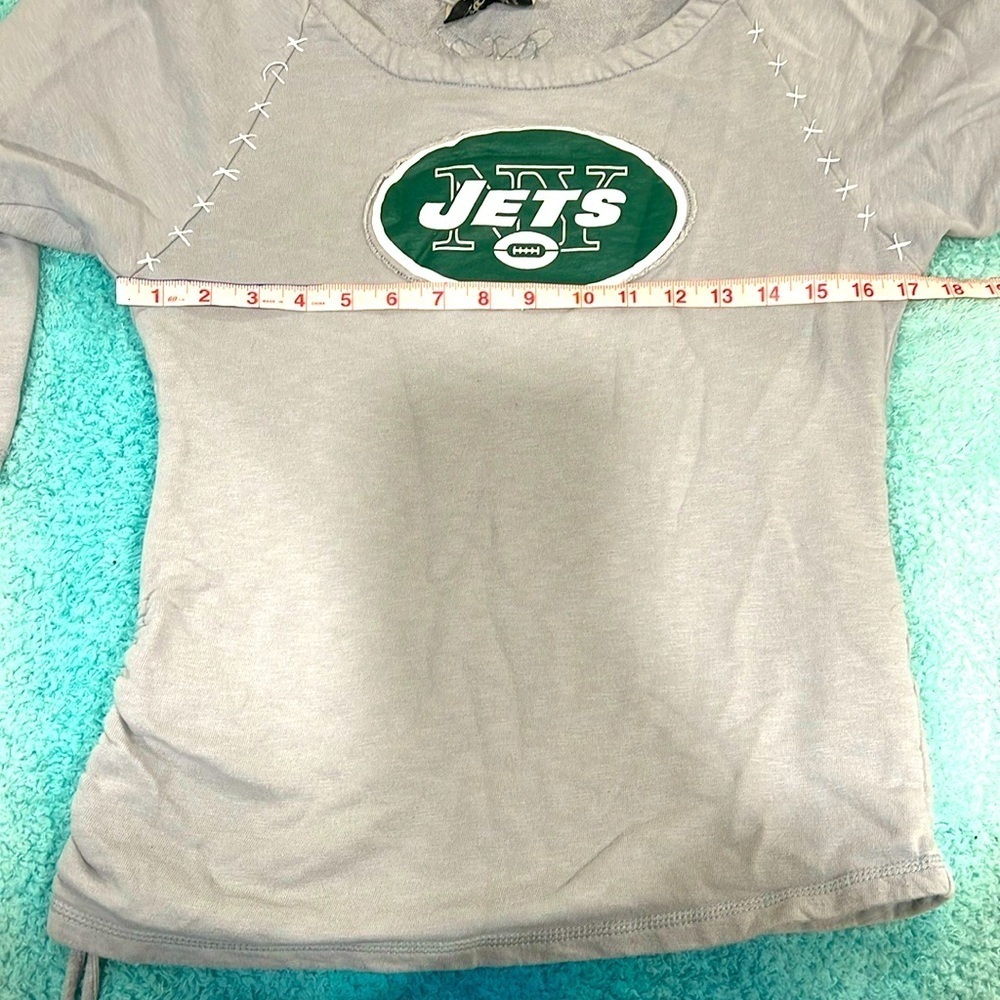 🔥Jets Gray Women's Top with Logo Size L EC🔥 - Picture 5 of 8